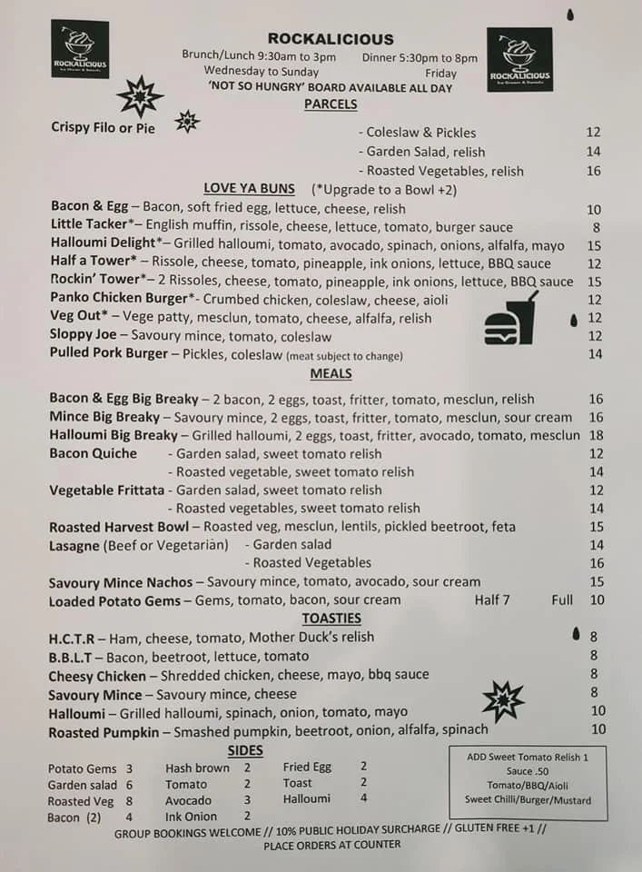 Menu, Rockalicious