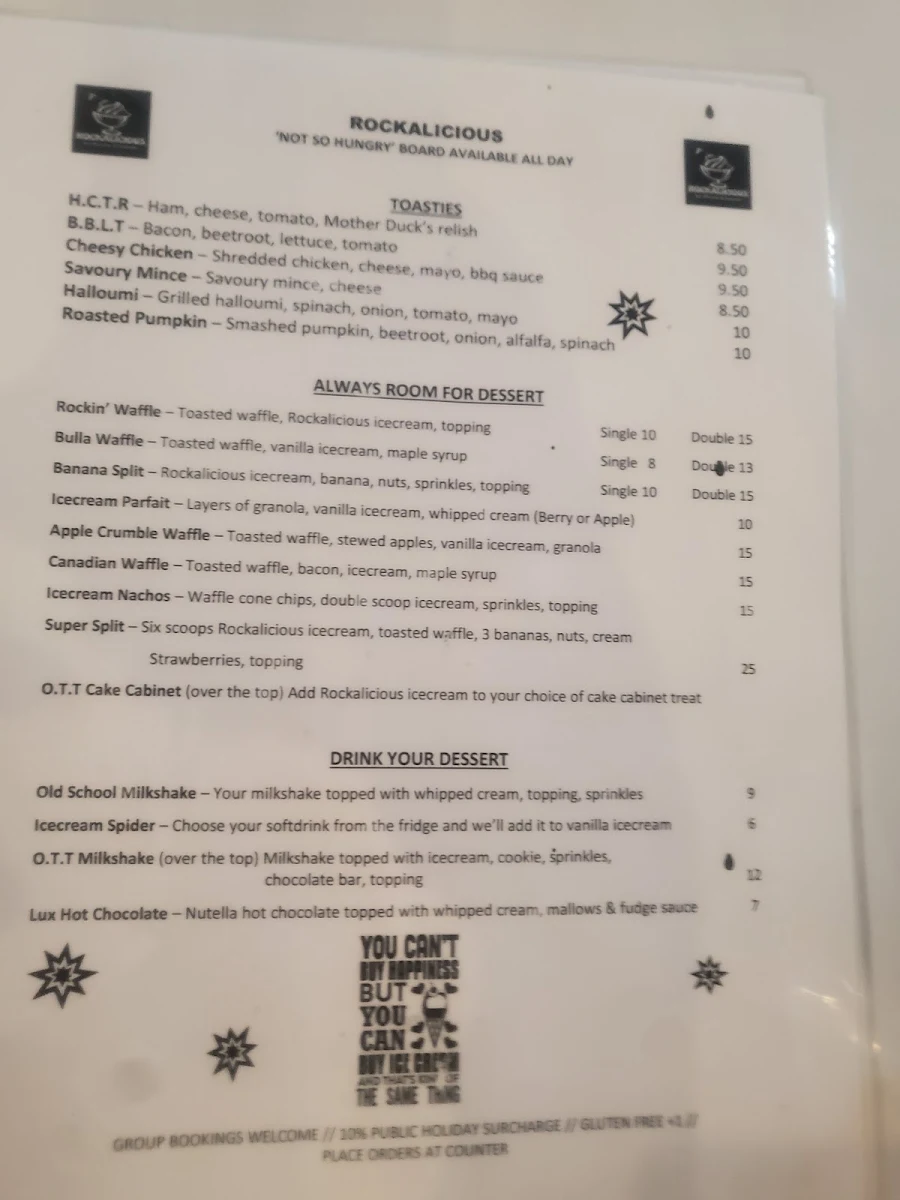 Menu, Rockalicious