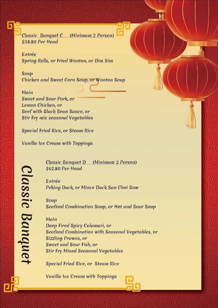 Menu, Peking Duck Dynasty