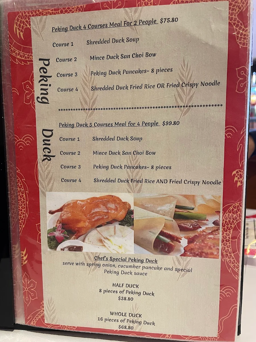 Menu, Peking Duck Dynasty