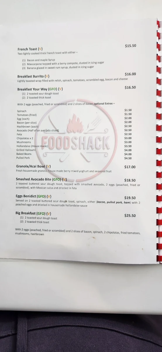 Menu, Food Shack Cafe & Foodshack Pizzeria