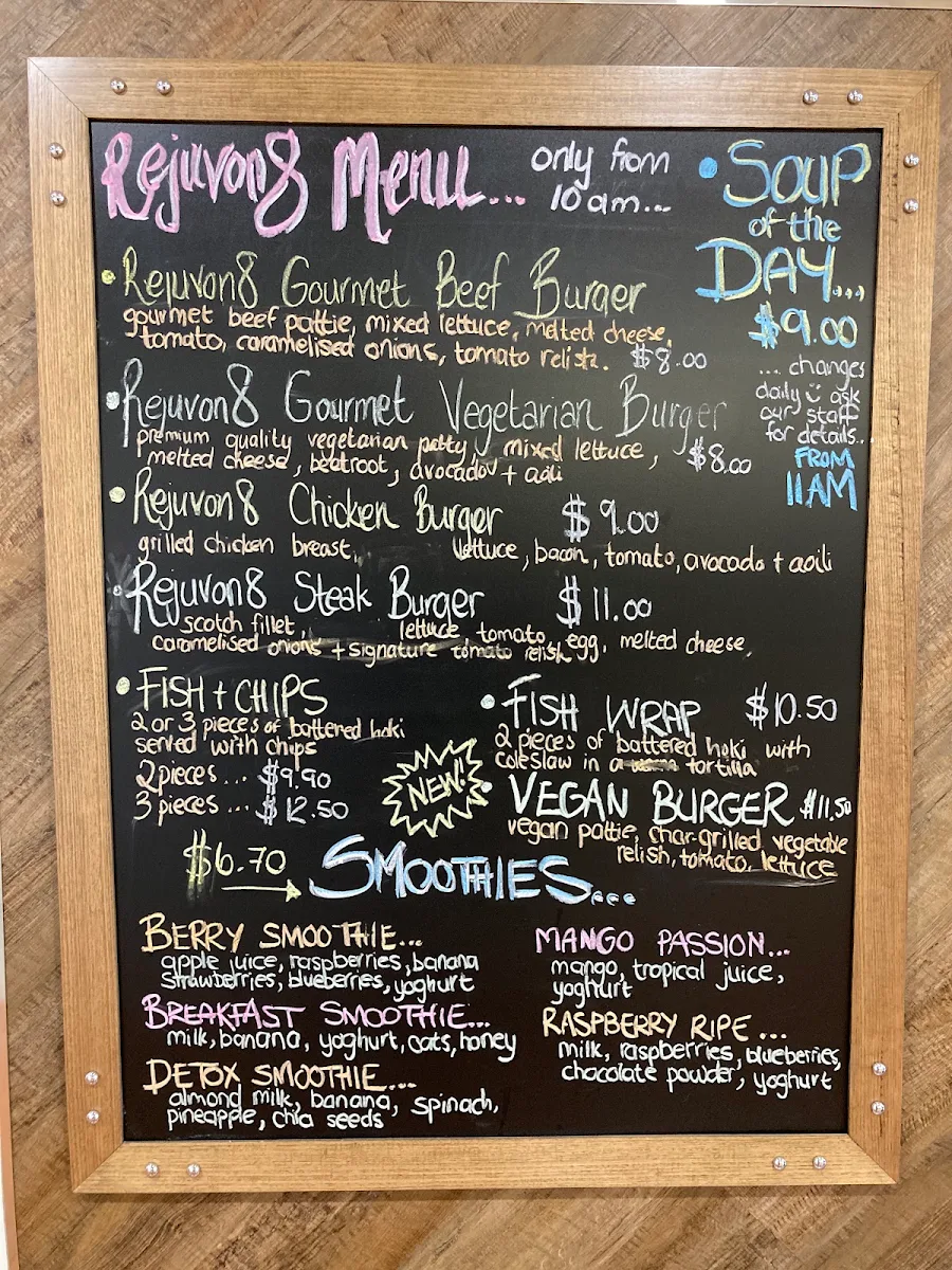 Menu, Rejuvon8 Cafe