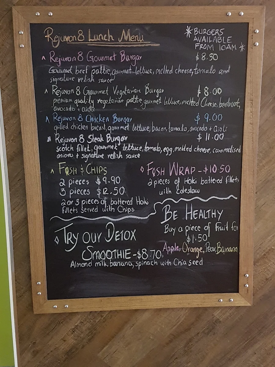 Menu, Rejuvon8 Cafe
