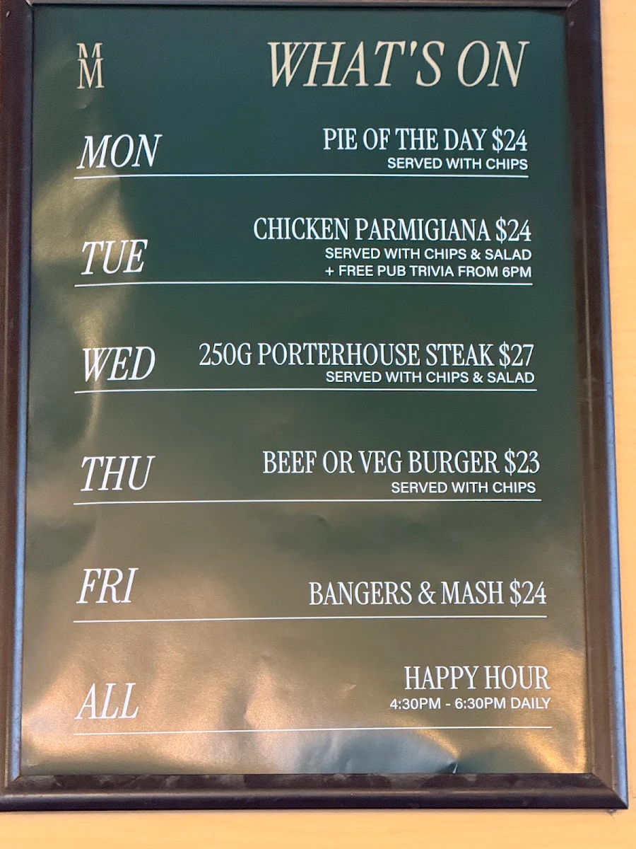 Menu, The Mint