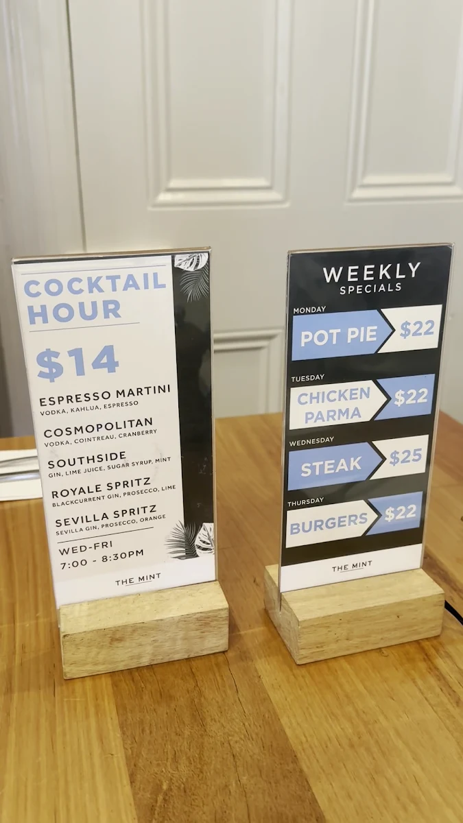 Menu, The Mint