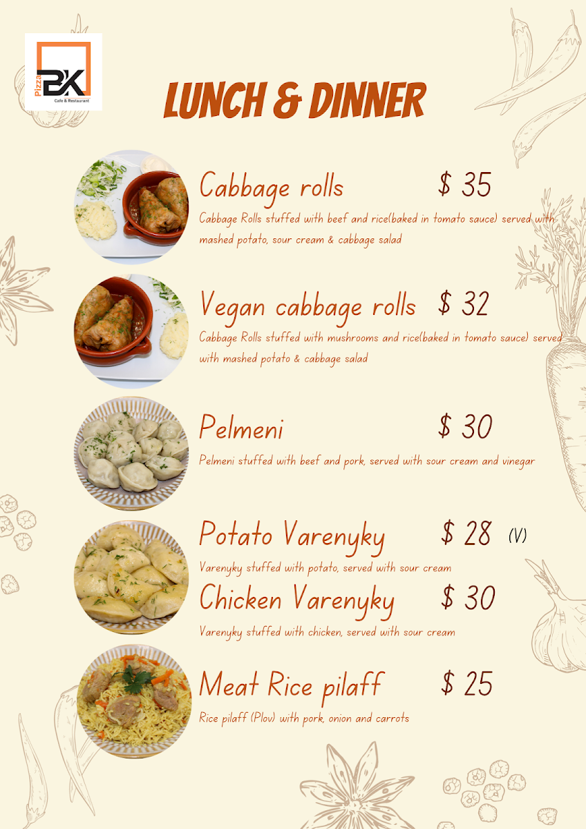 Menu, BK pizza