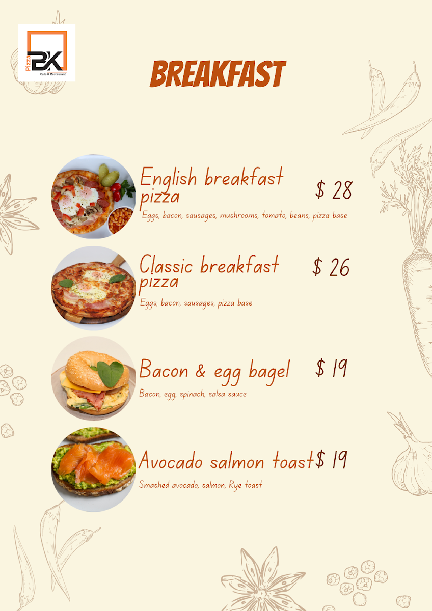 Menu, BK pizza