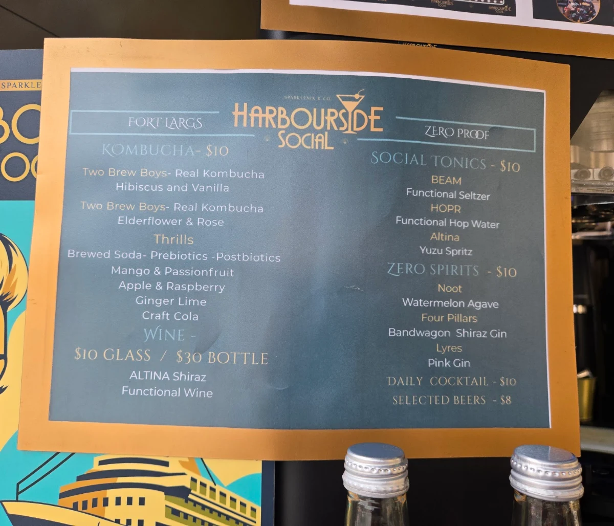 Menu, Harbourside Social