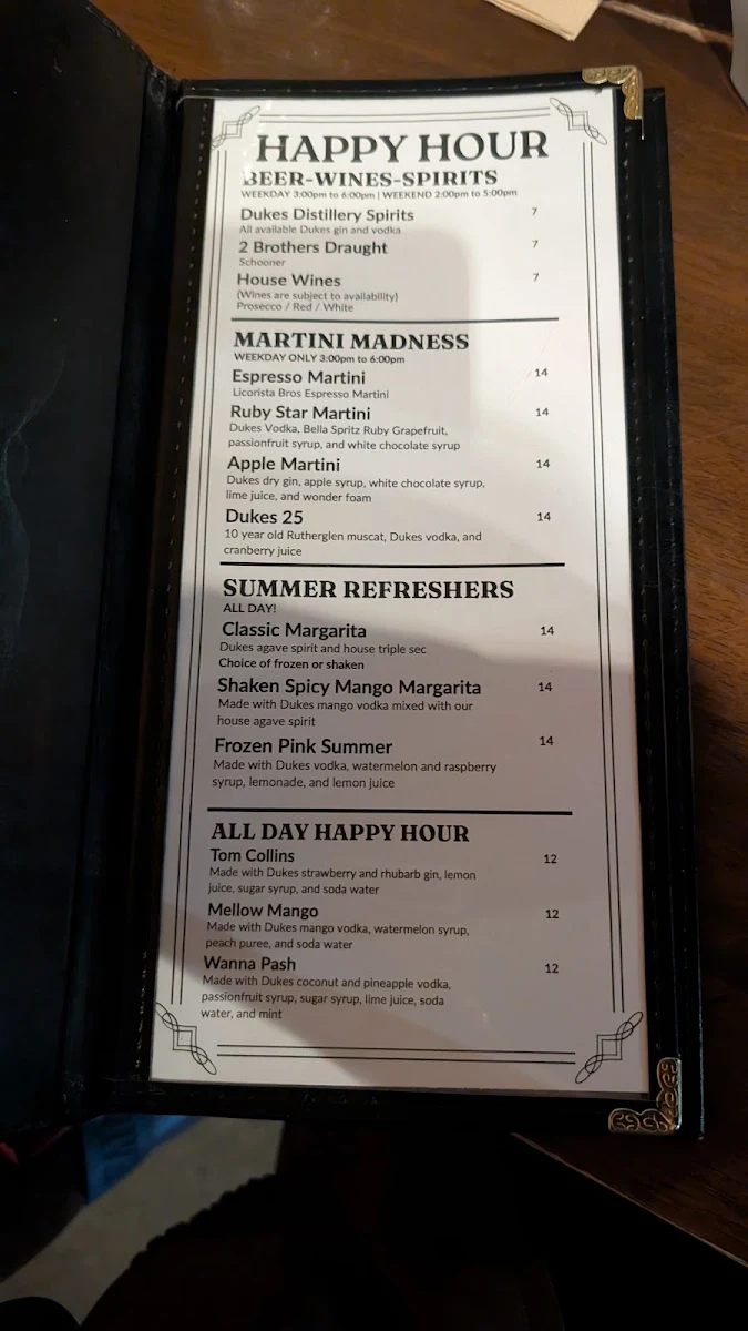 Menu, Melbourne Cellar Door