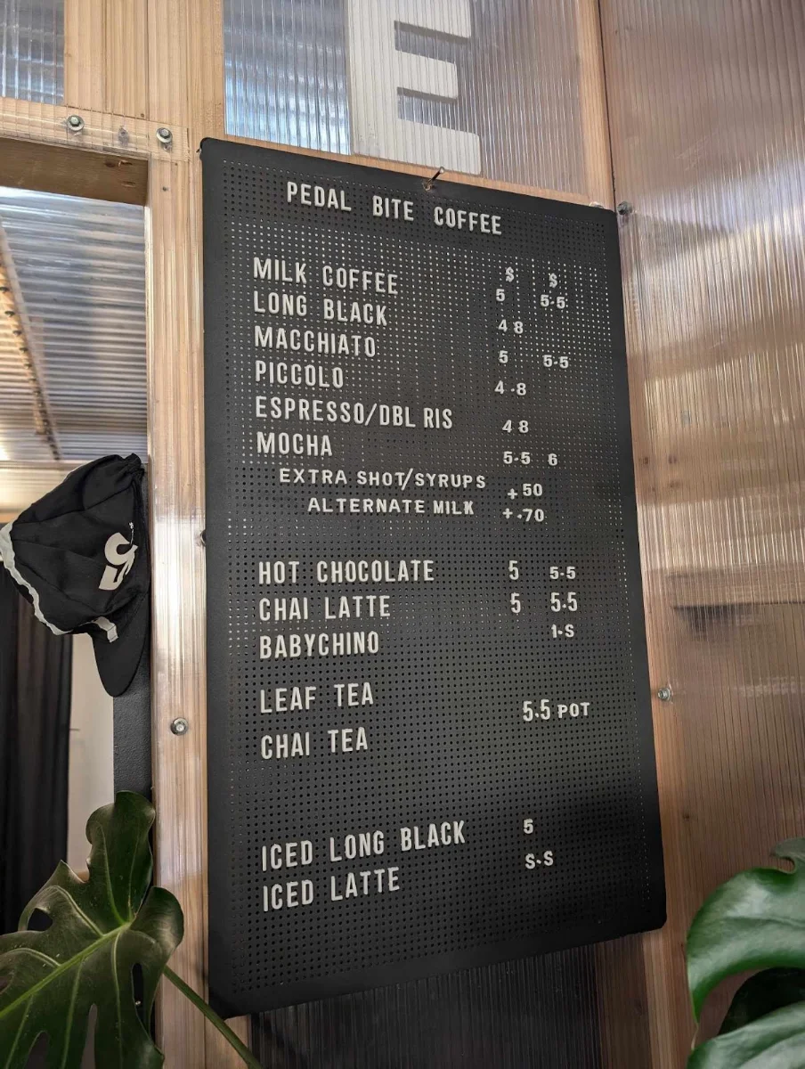 Menu, Pedal Bite Coffee