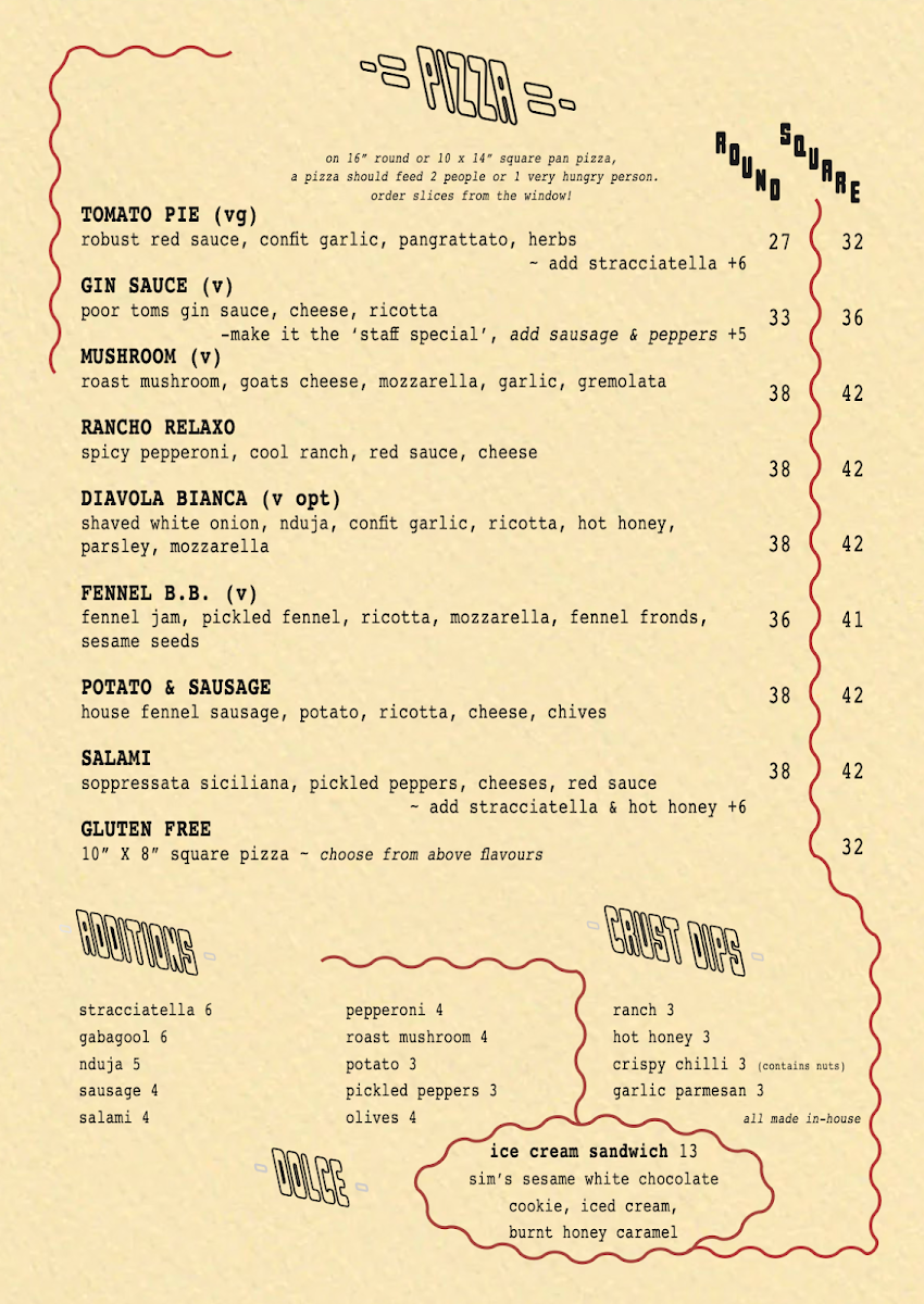 Menu, City Oltra