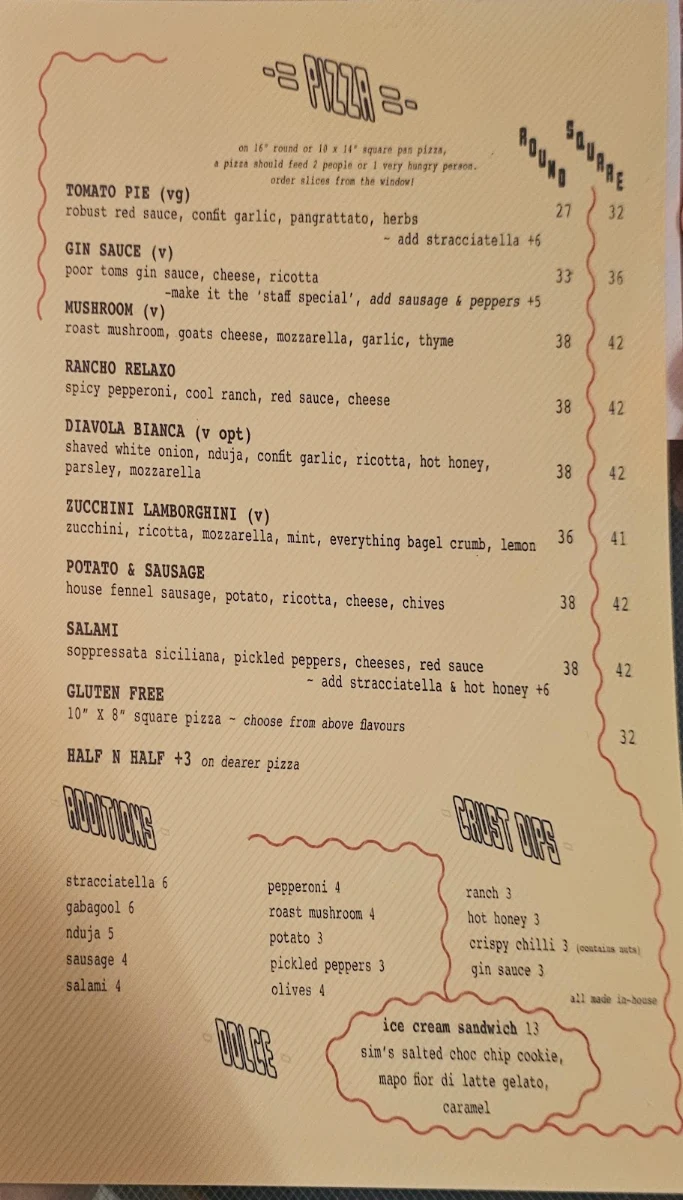 Menu, City Oltra