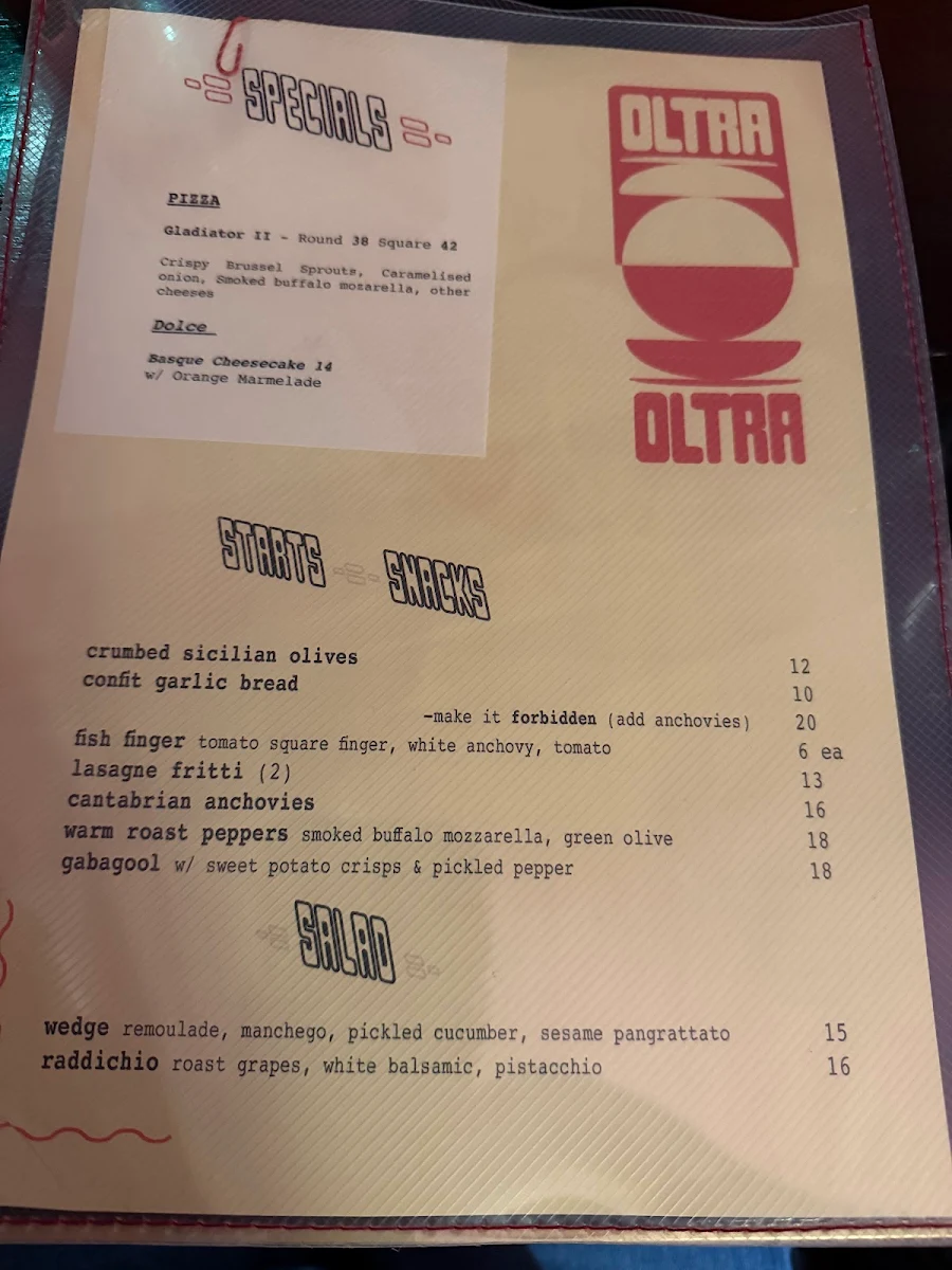 Menu, City Oltra