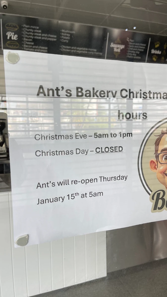 Menu, Ant’s Bakery & Cafe