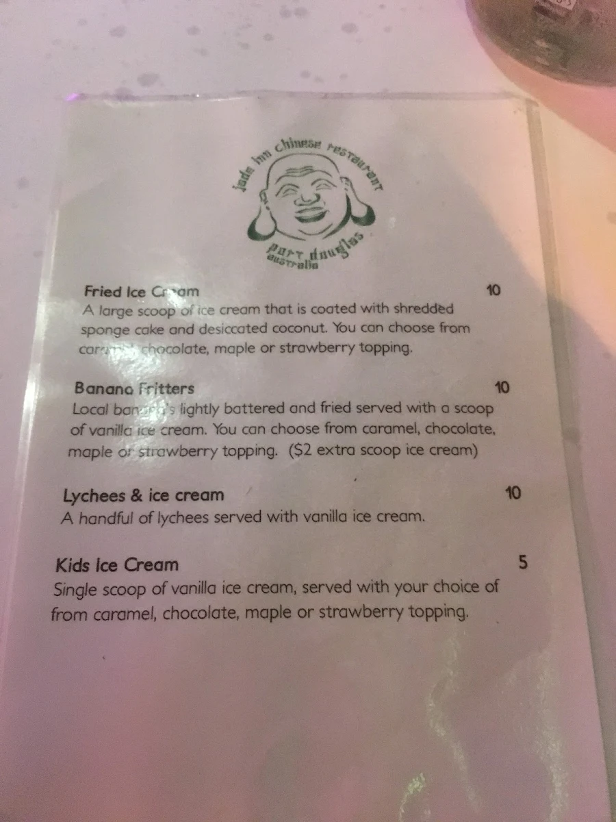 Menu, Jade Inn Port Douglas