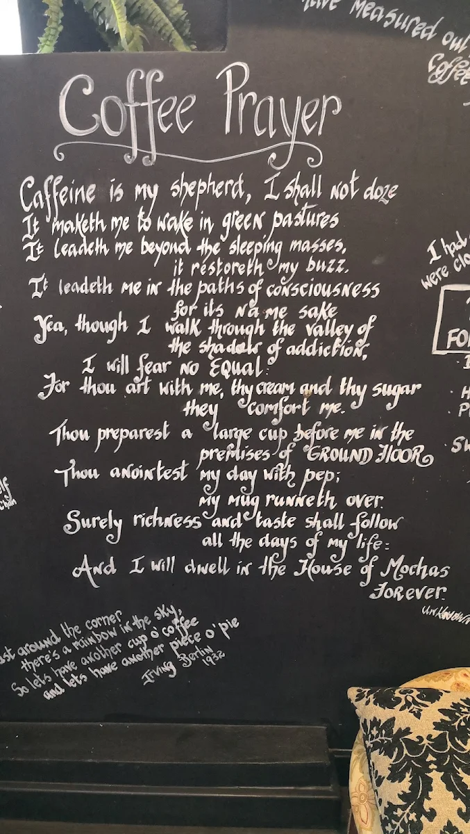 Menu, Ground Floor Cafe