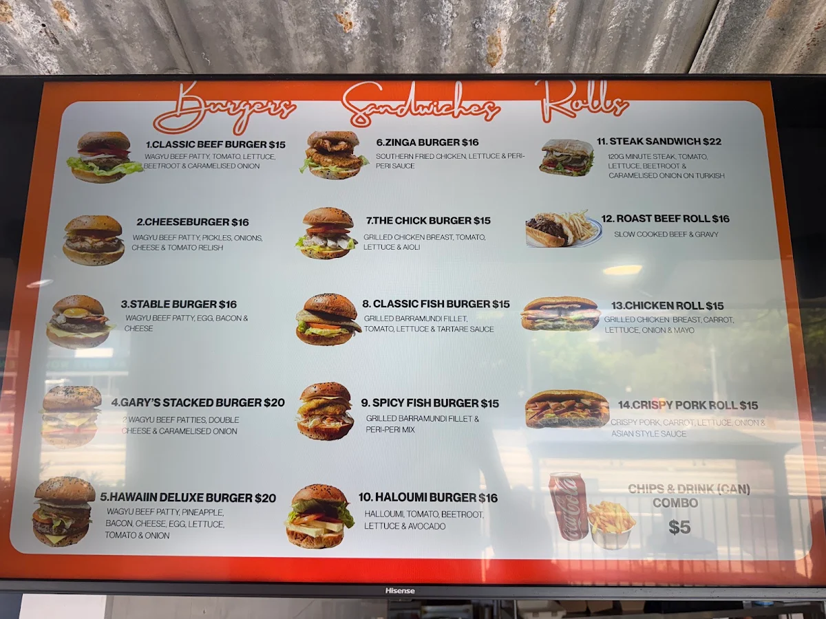Menu, Stable Talk Cafe Kensington