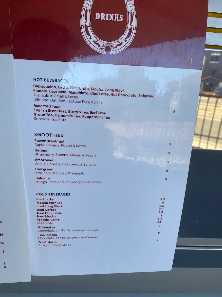 Menu, Stable Talk Cafe Kensington