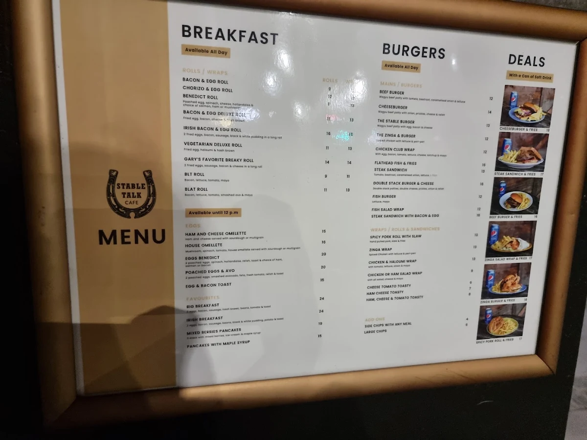 Menu, Stable Talk Cafe Kensington