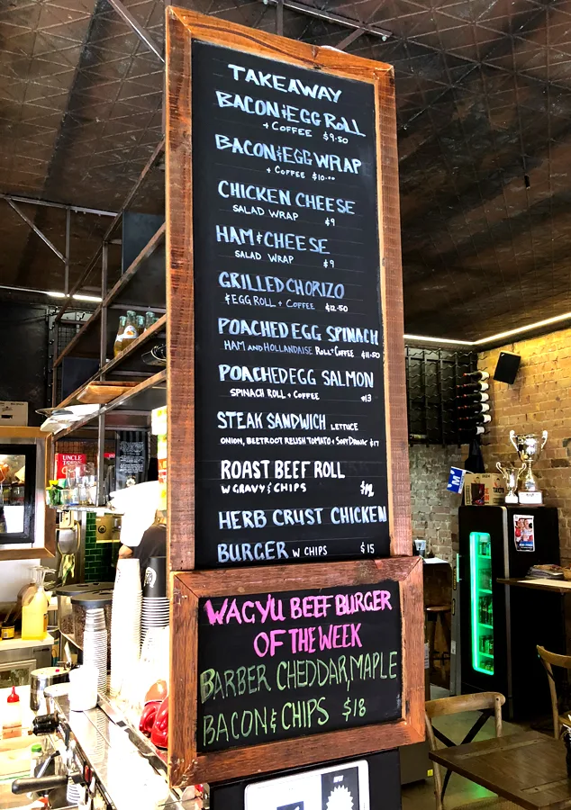Menu, Stable Talk Cafe Kensington