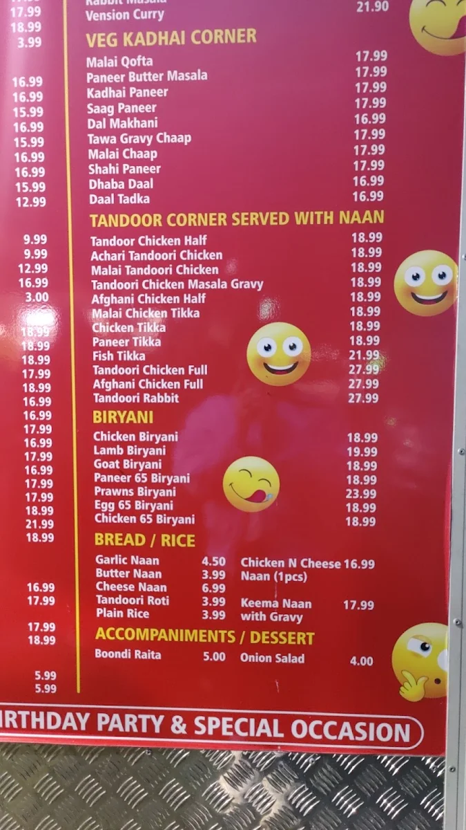 Menu, MAMA FRANKY AND CHICKEN CORNER