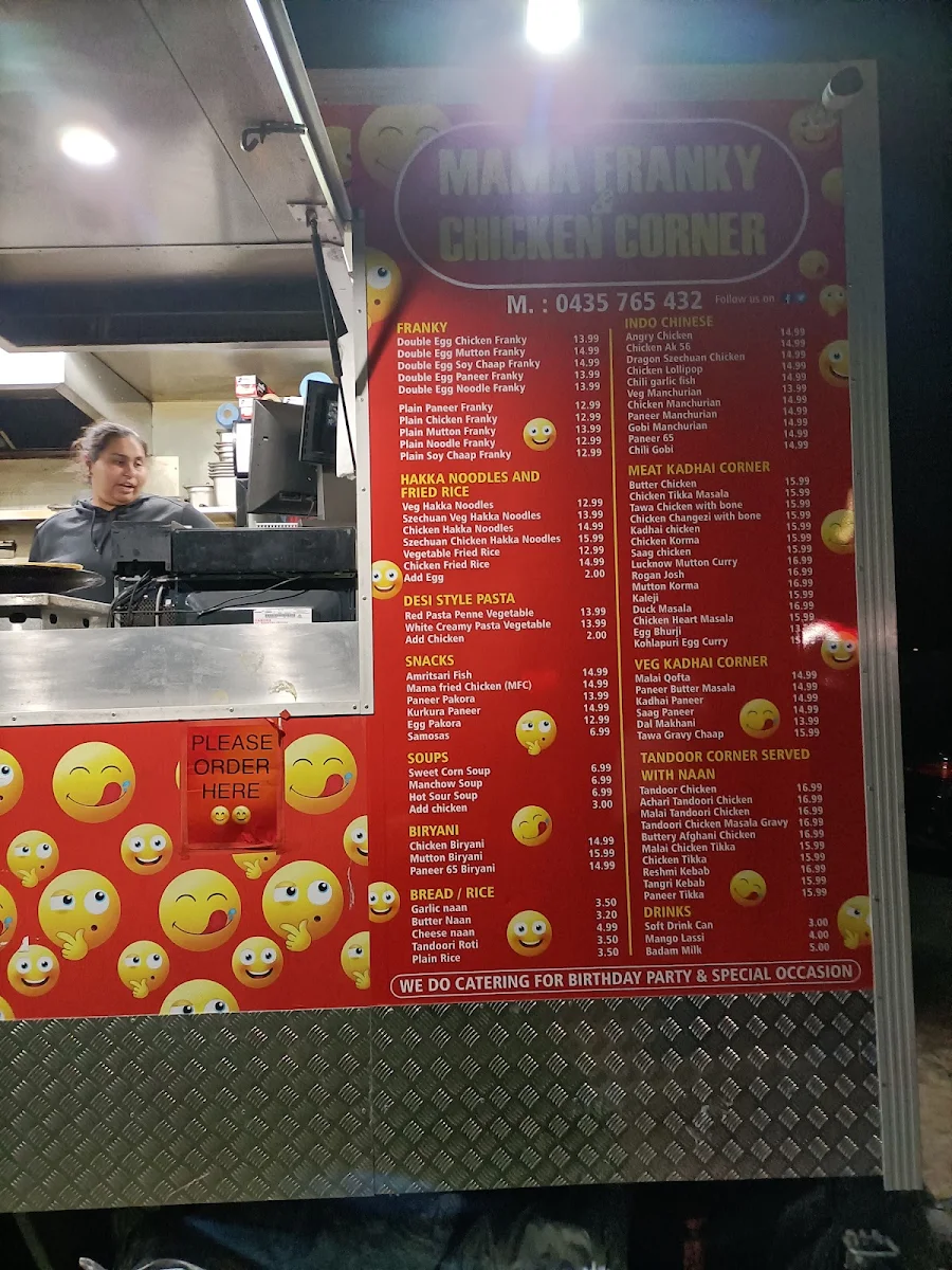 Menu, MAMA FRANKY AND CHICKEN CORNER