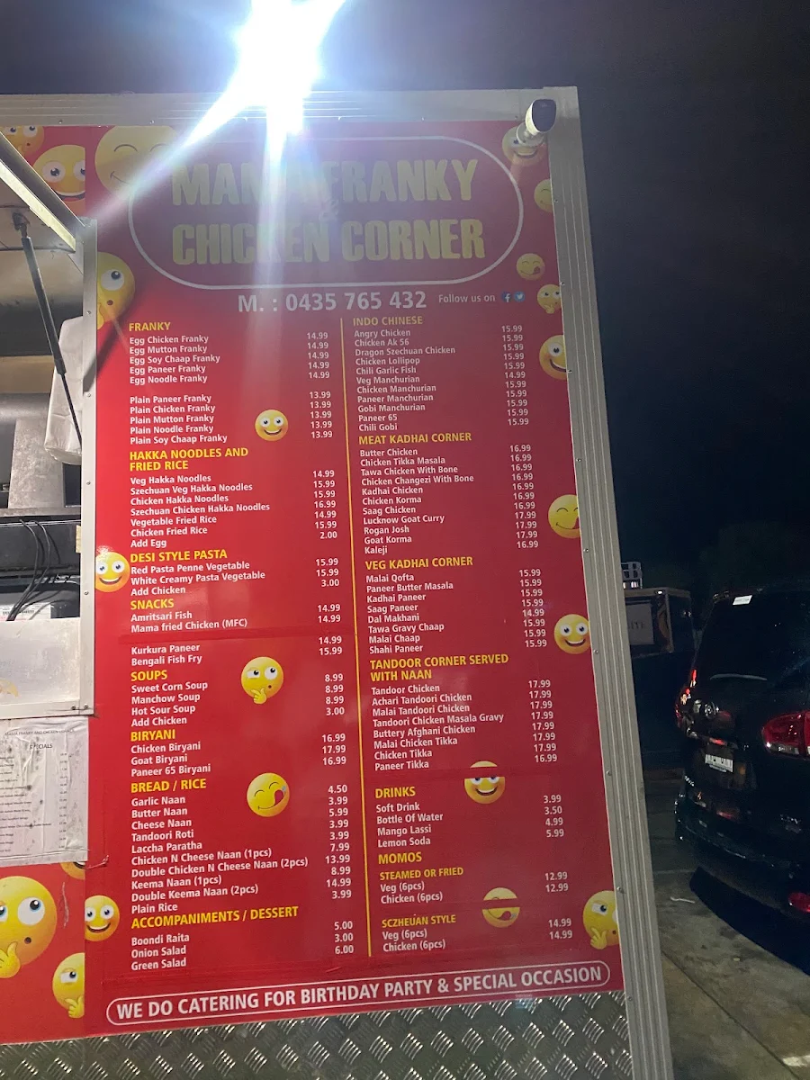 Menu, MAMA FRANKY AND CHICKEN CORNER