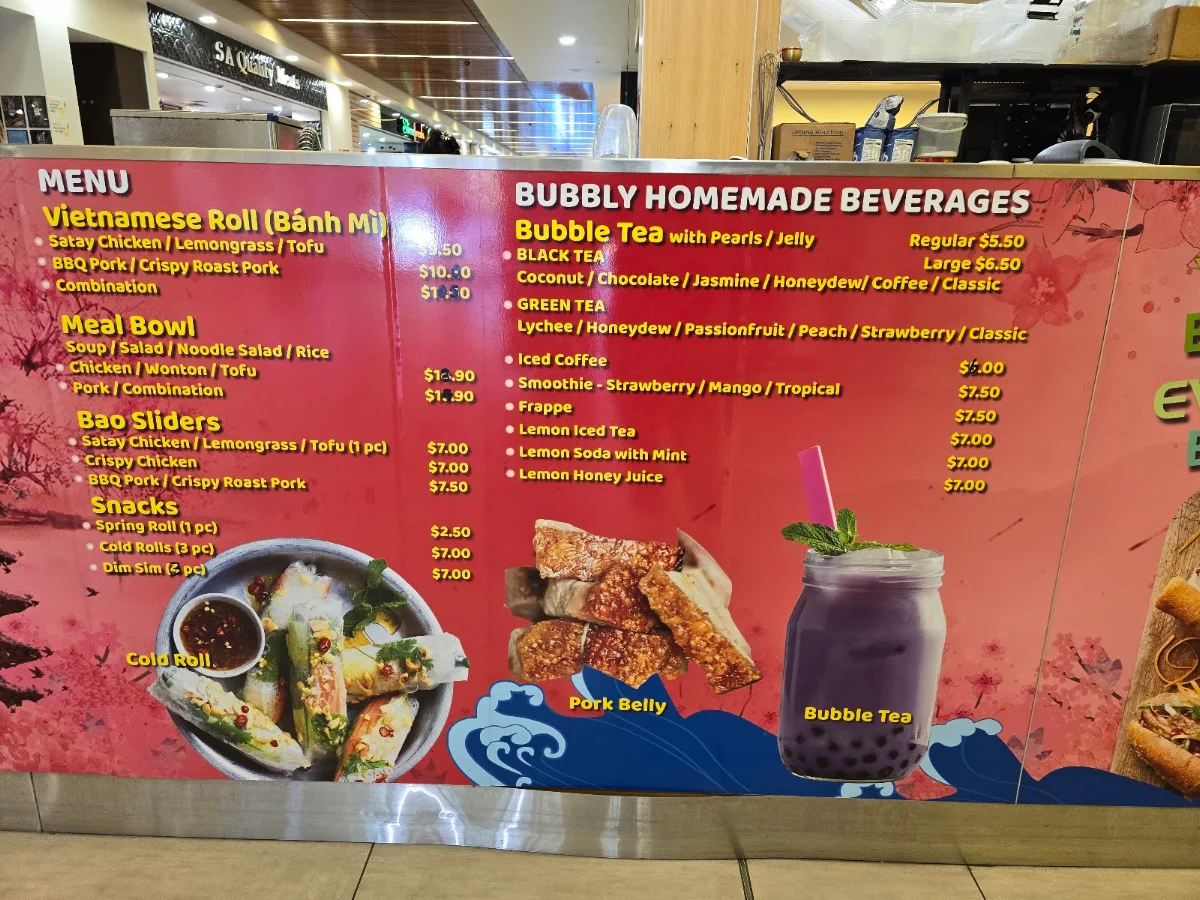 Menu, Bubbly
