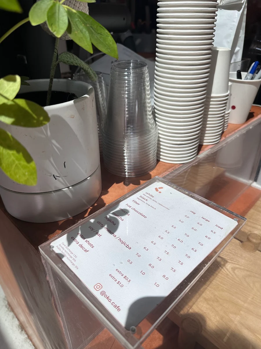 Menu, OKO Cafe