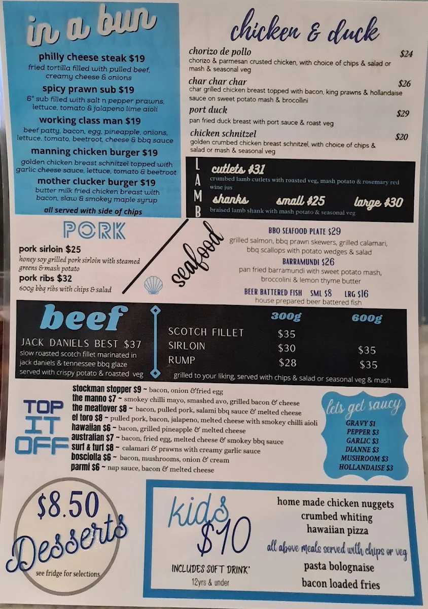 Menu, Manning River Hotel