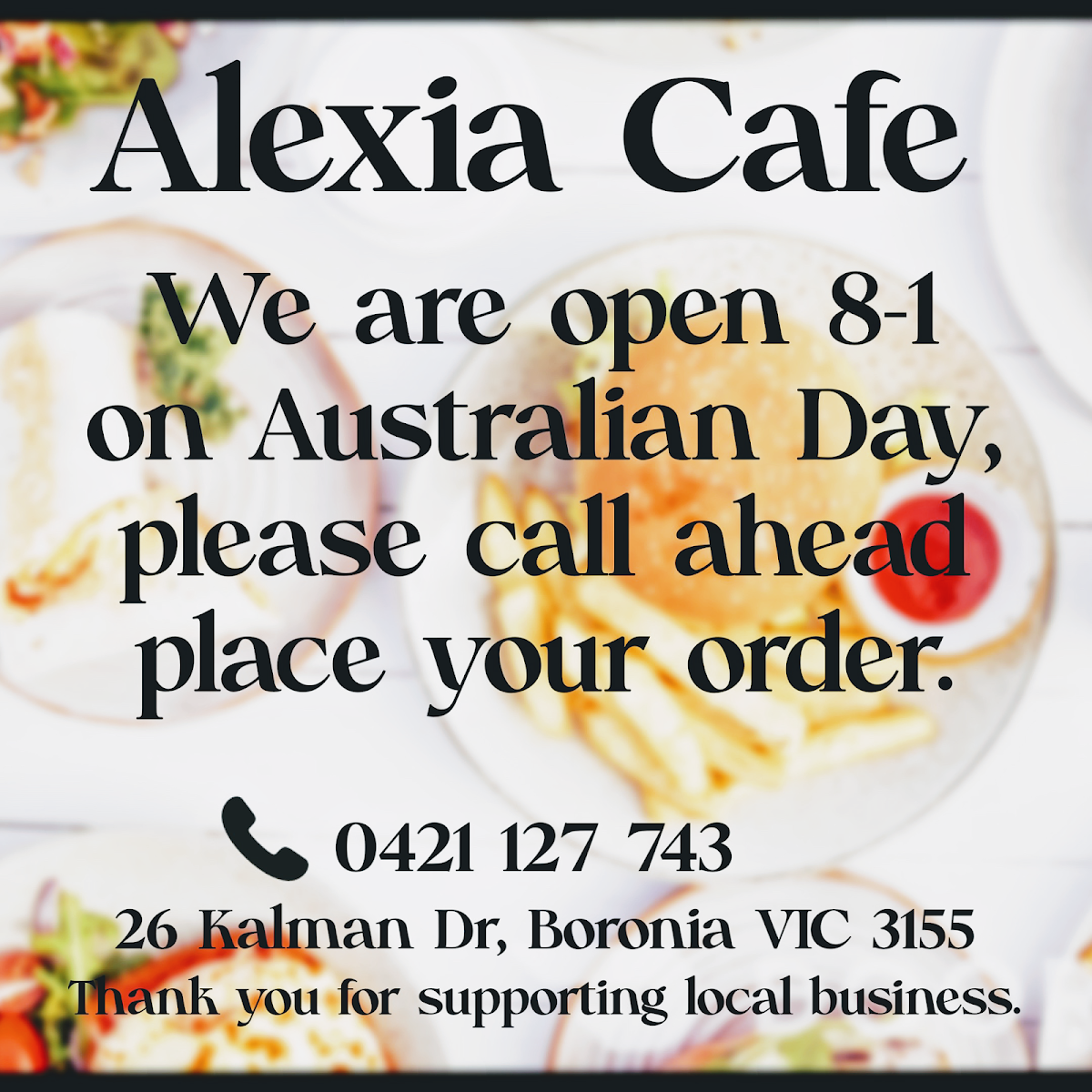Menu, Alexia Cafe