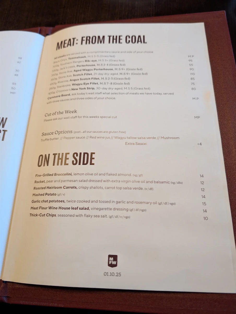 Menu, Meat Flour Wine Berwick