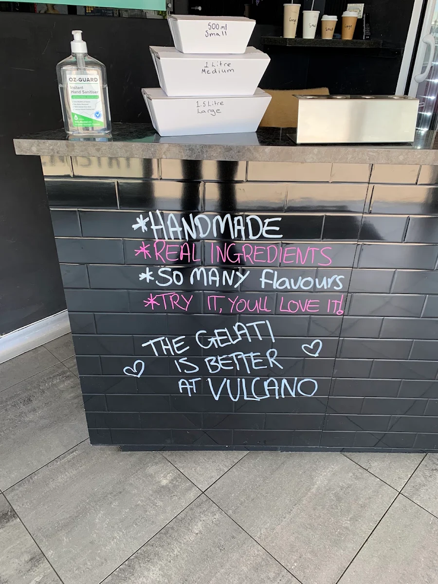 Menu, Vulcano Gelato Rye