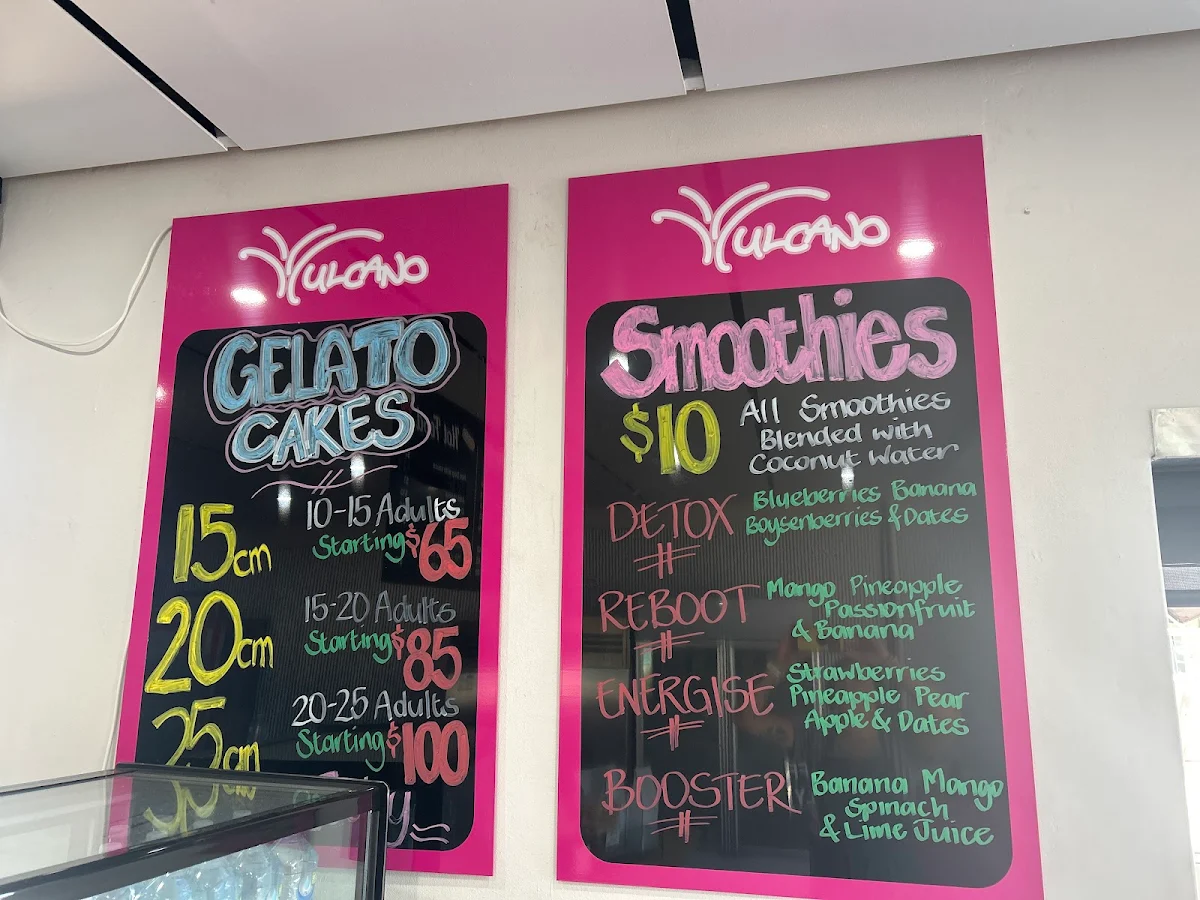 Menu, Vulcano Gelato Rye