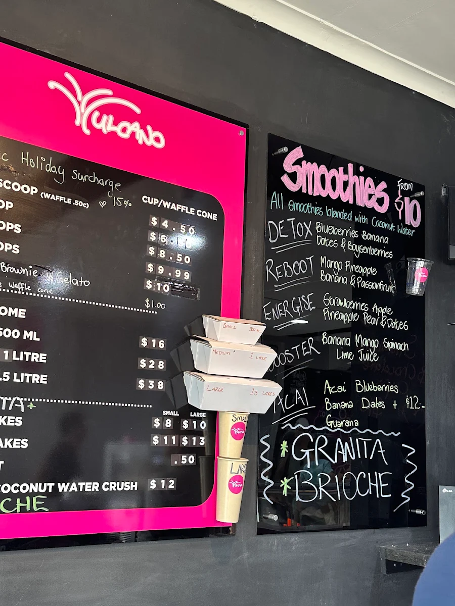 Menu, Vulcano Gelato Rye
