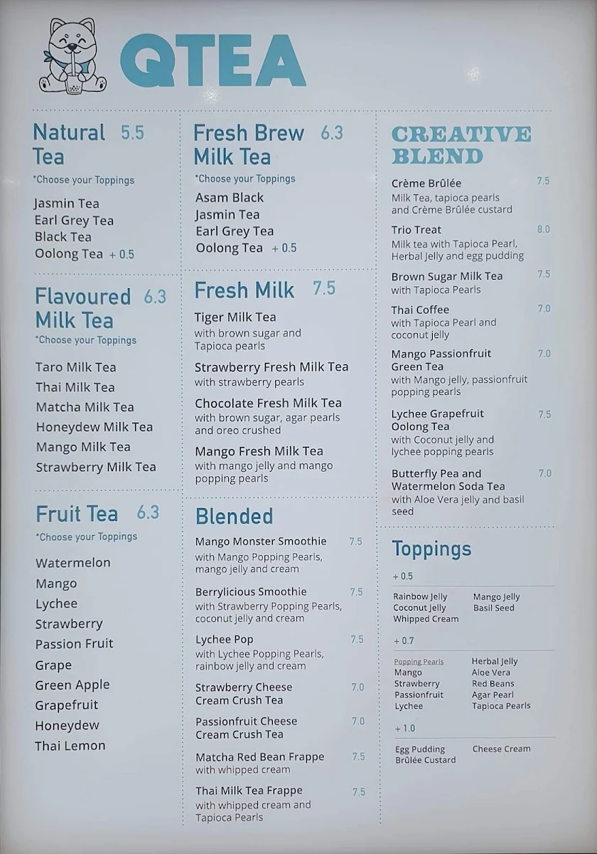 Menu, QTEA