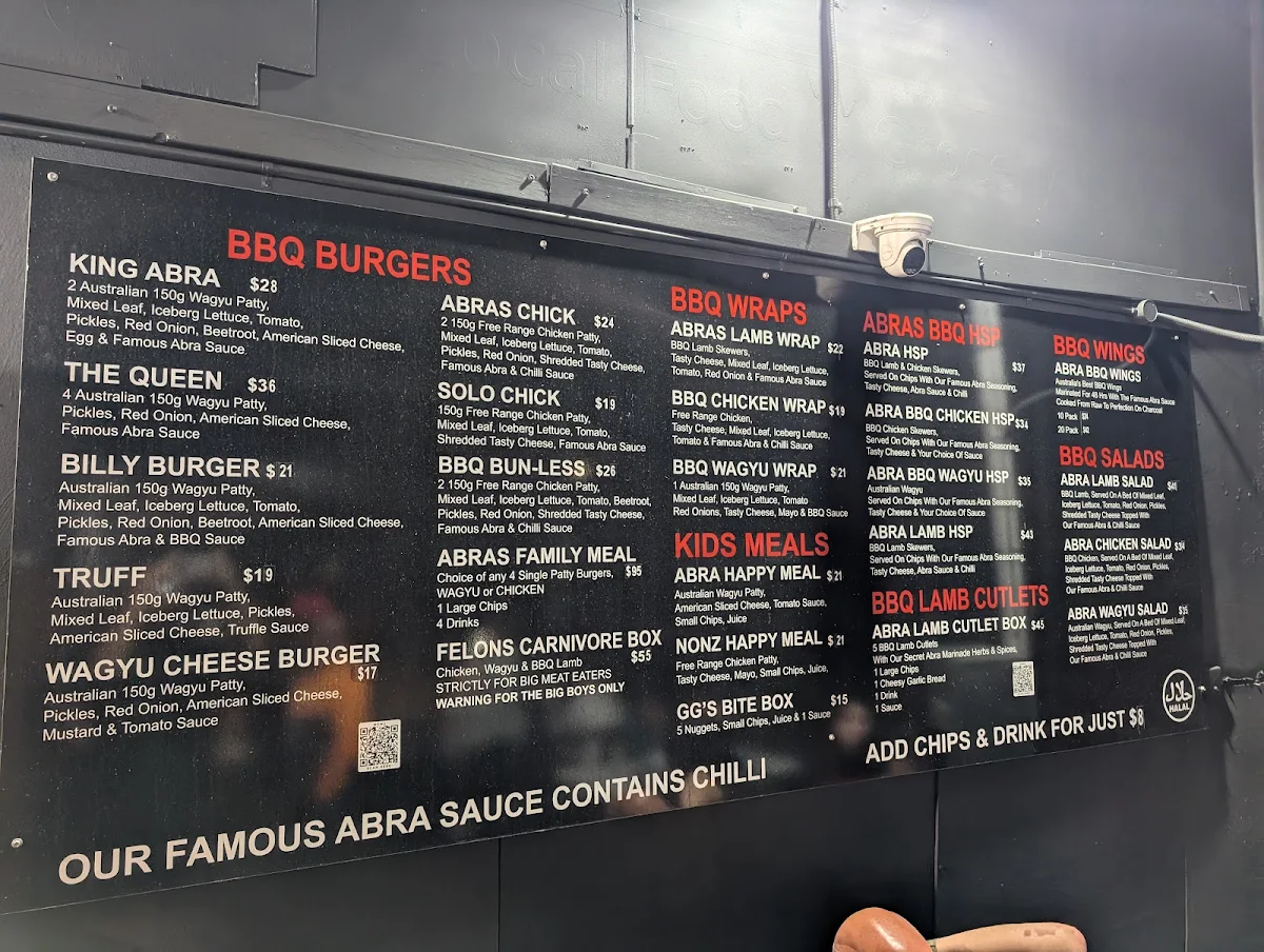 Menu, ABRAS BBQ HOUSE (PEAKHURST)