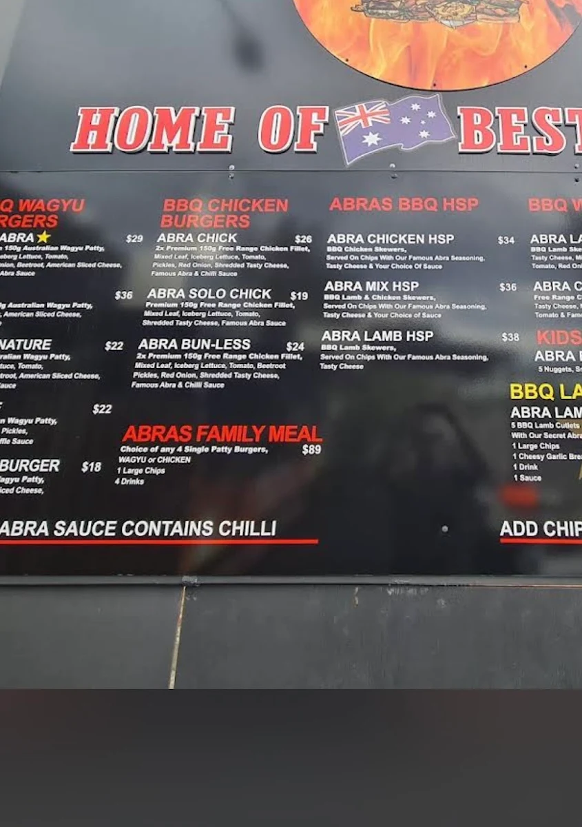 Menu, ABRAS BBQ HOUSE (PEAKHURST)