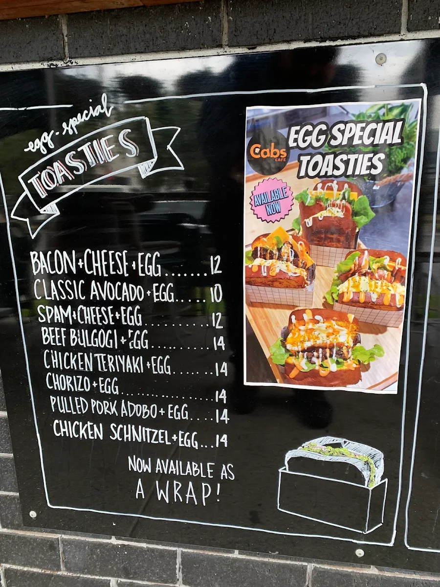 Menu, Cab's Cafe