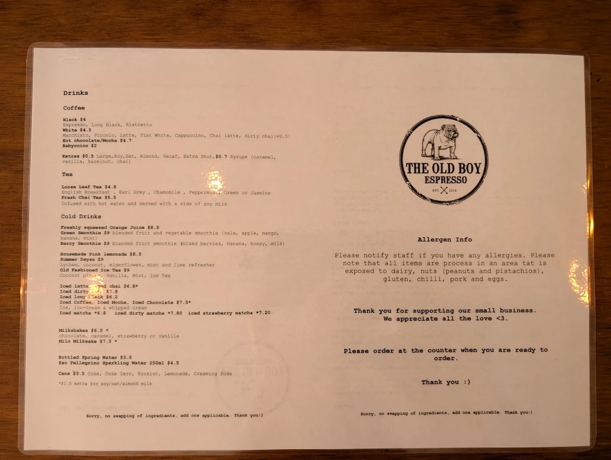 Menu, The Old Boy