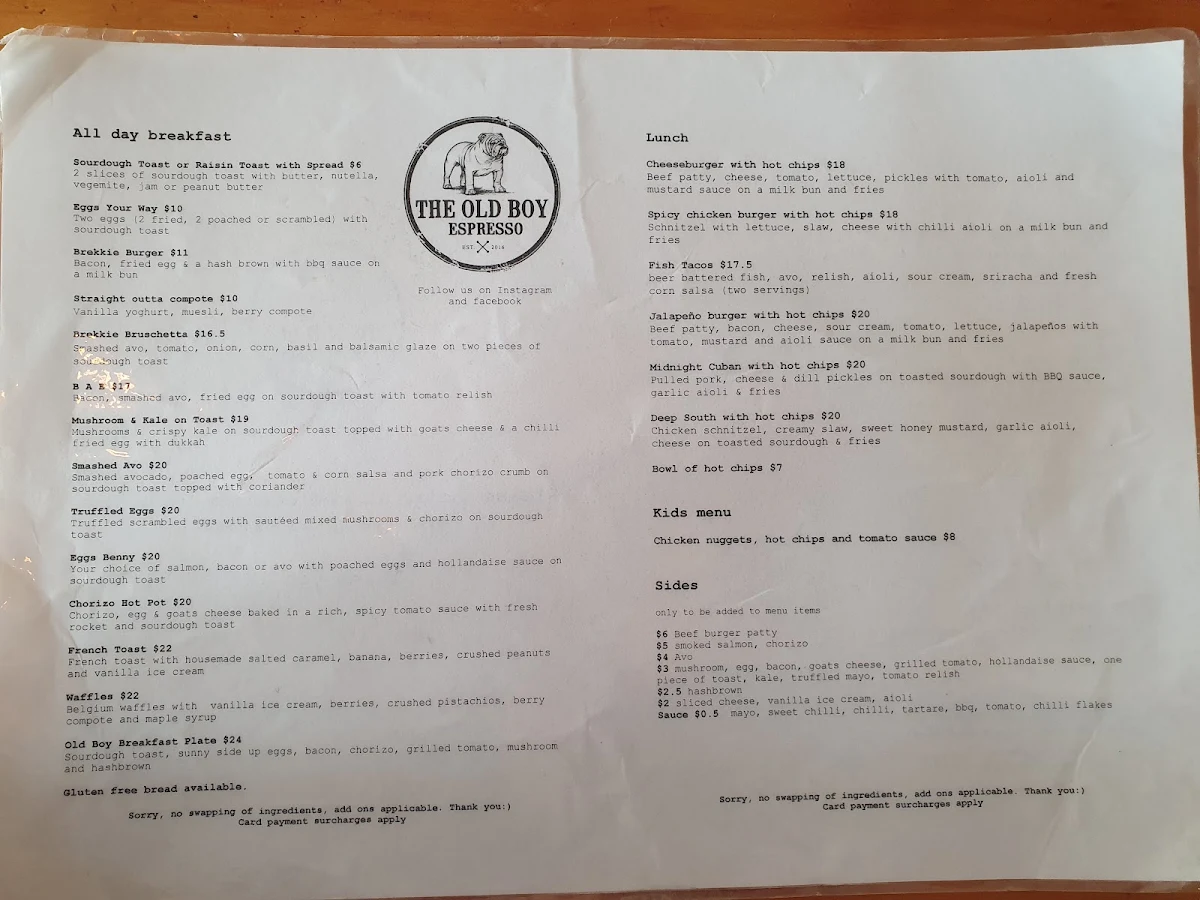 Menu, The Old Boy