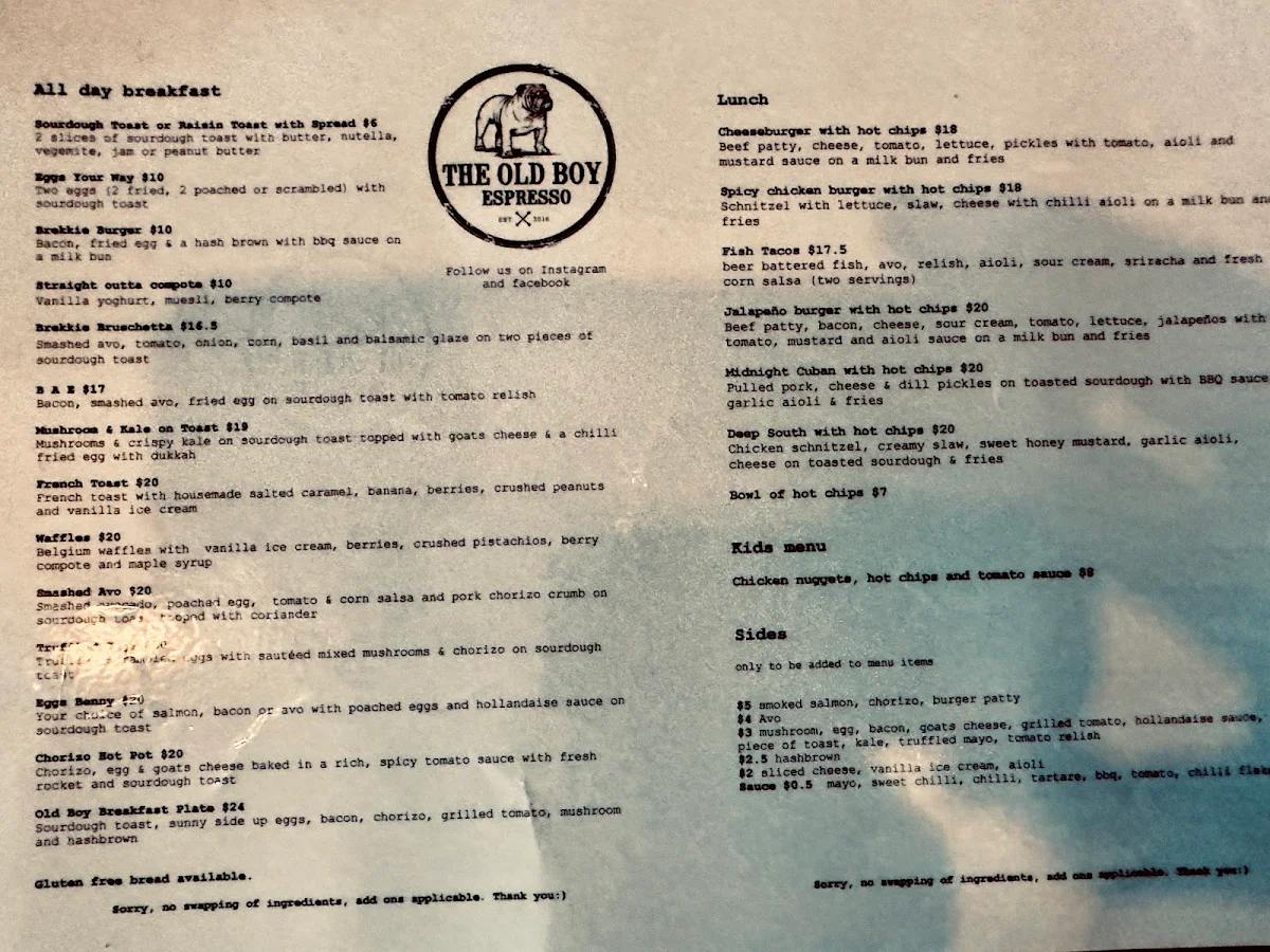 Menu, The Old Boy