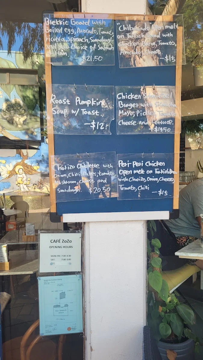 Menu, Café ZoZo