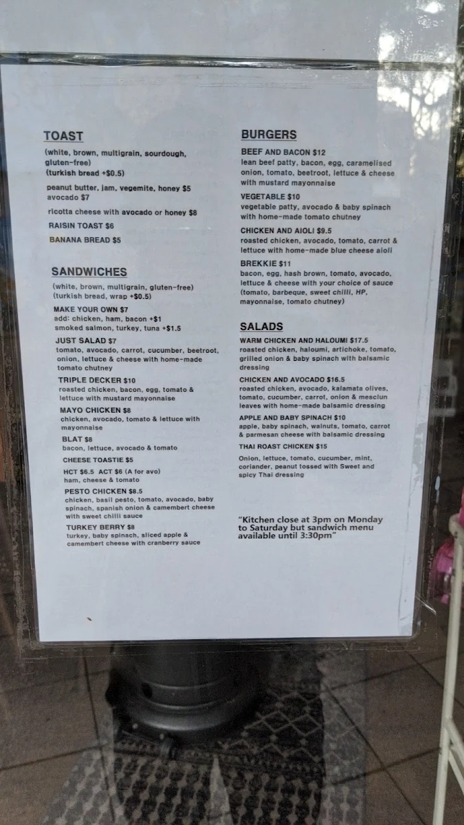 Menu, Café ZoZo
