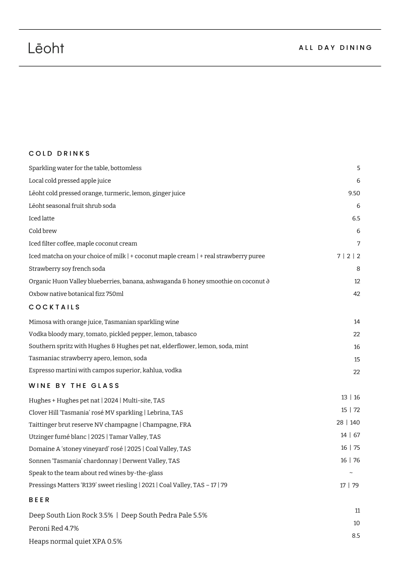 Menu, Lēoht