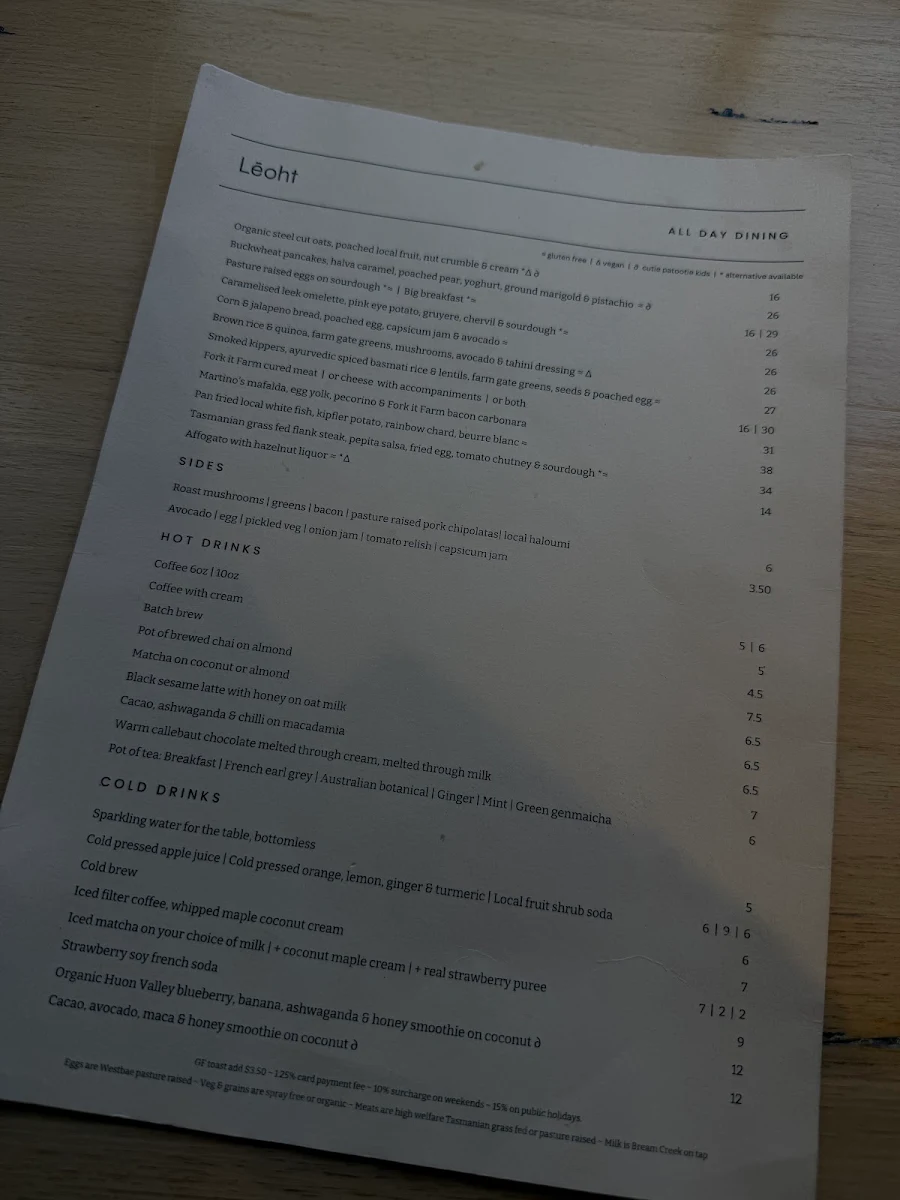 Menu, Lēoht