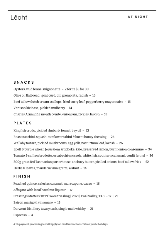 Menu, Lēoht