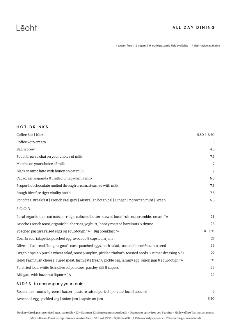Menu, Lēoht