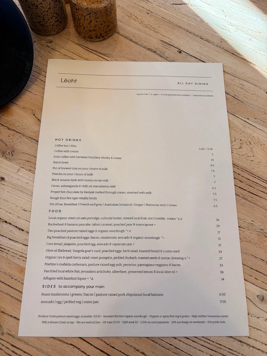 Menu, Lēoht