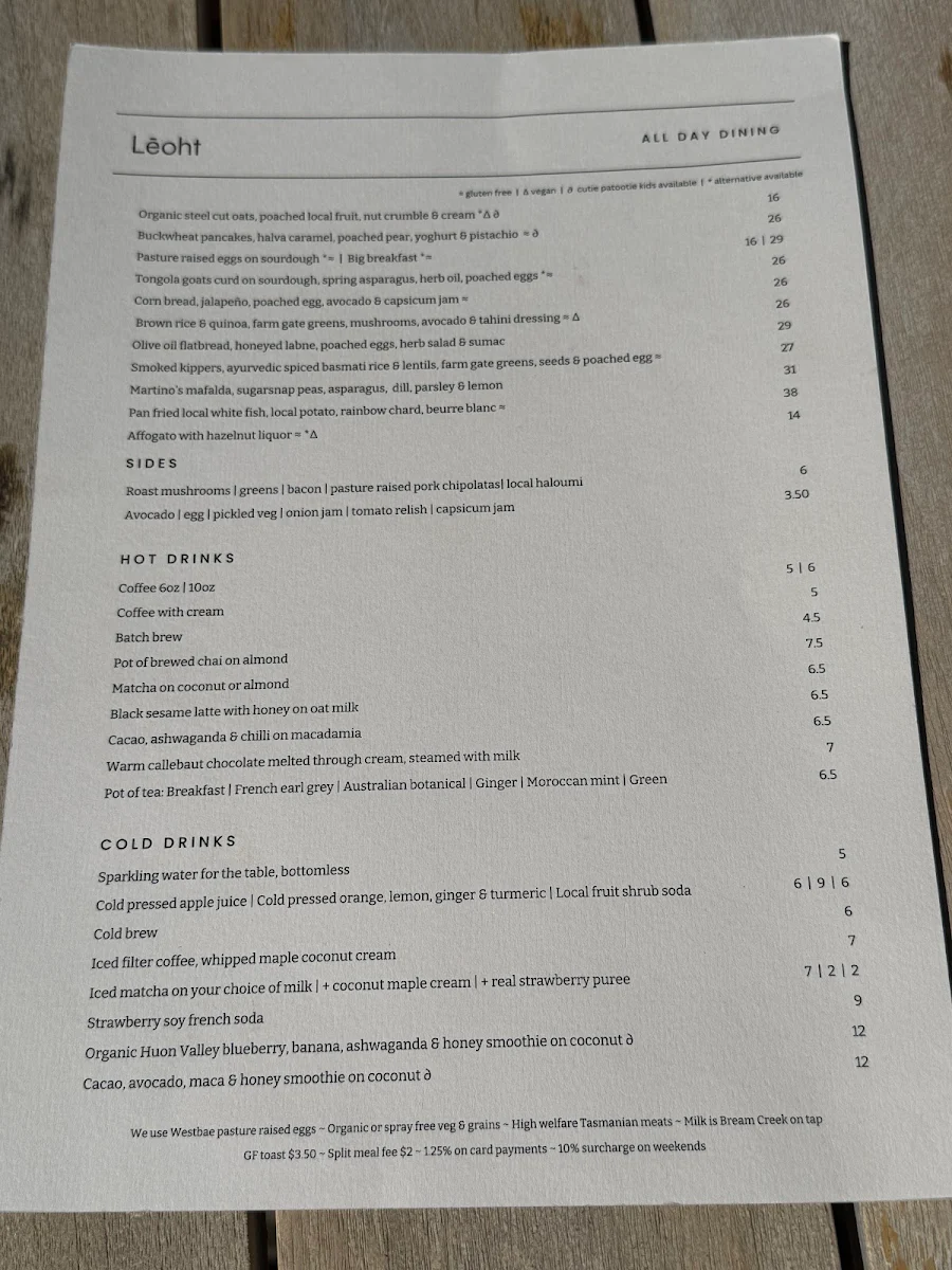 Menu, Lēoht